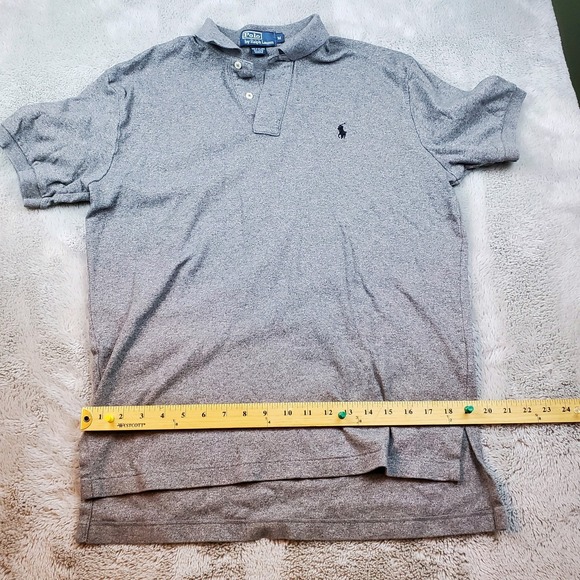 Vintage Polo Ralph Lauren Mens Med Heather Gray Cotton Short Sleeve Shirt Pony - Picture 3 of 5